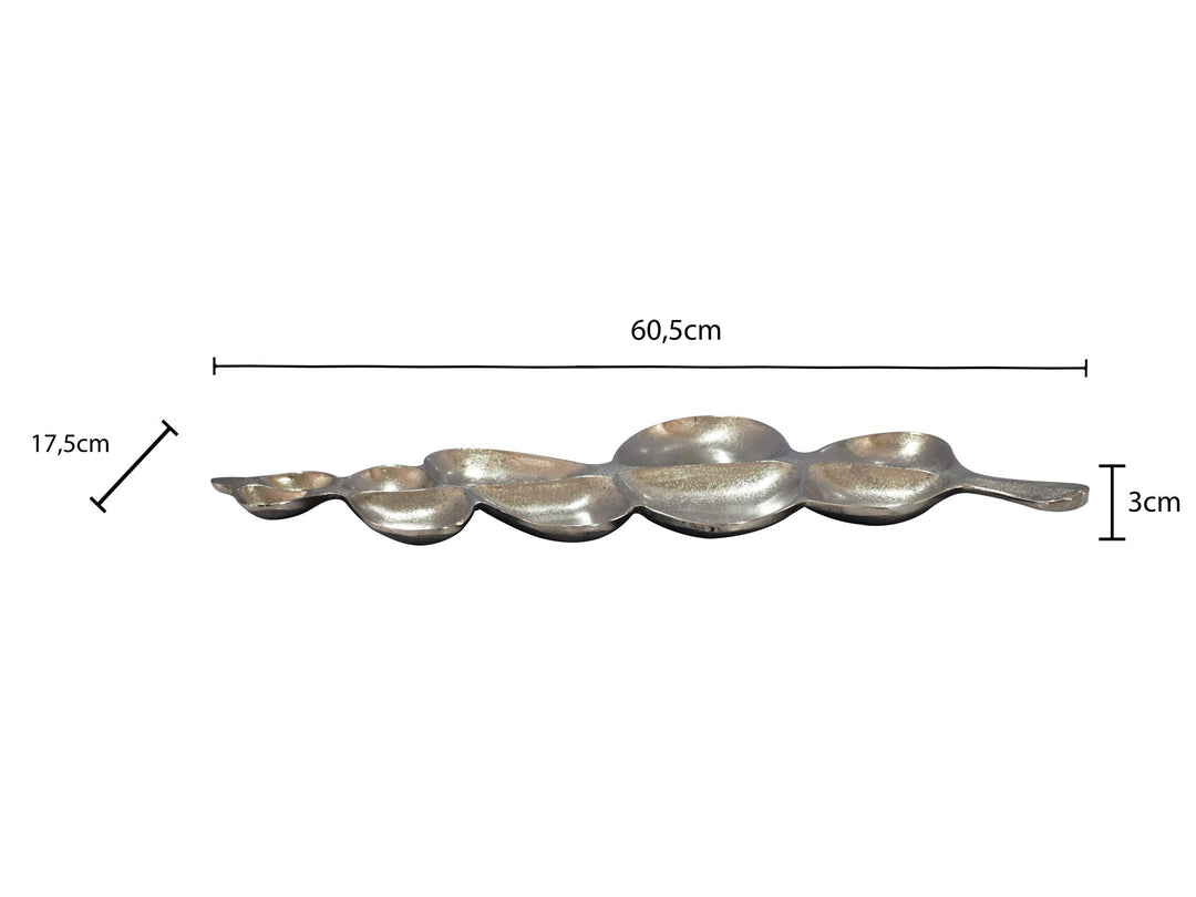 Dekorationsskål i aluminium - Bladdesign - 60,5 cm - Sølv - Håndlavet