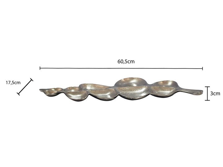 Dekorationsskål i aluminium - Bladdesign - 60,5 cm - Sølv - Håndlavet