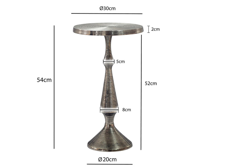 Rundt sidebord i aluminium - Ø30 cm -  Sølvfarvet - Håndlavet