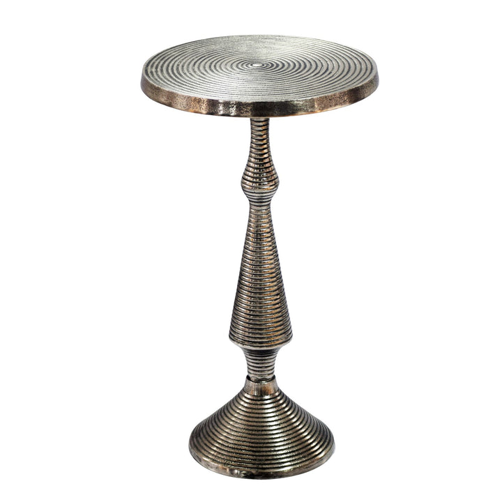 Rundt sidebord i aluminium - Ø30 cm -  Sølvfarvet - Håndlavet