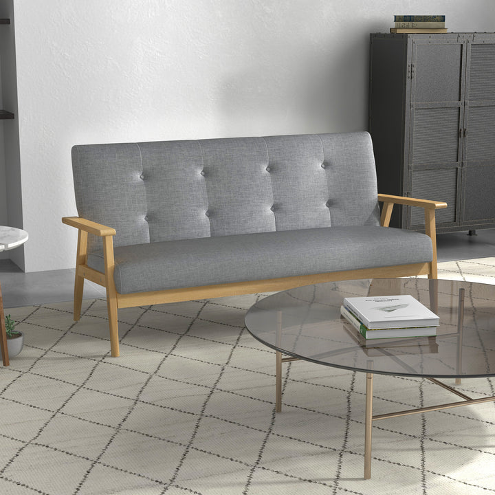 Tre-personers polstret sofa, gummitræ, 154,5 x 69,5 x 73 cm, grå