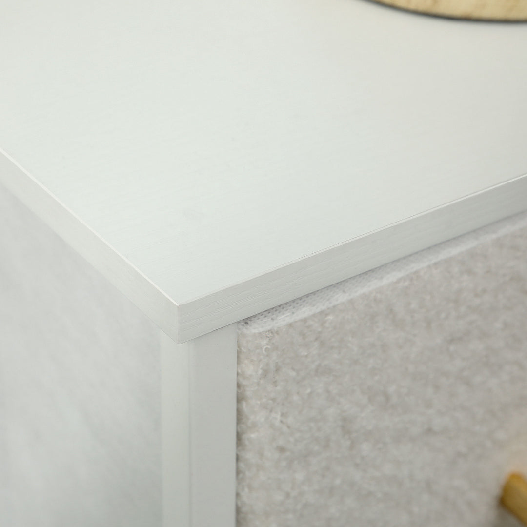 Stofkommode, 9 skuffer, stålstel, elegant, alsidig, hvid