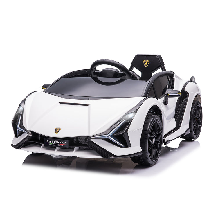 Børnebil 12V 2 køretilstande Lamborghini SIAN SUV legetøjsbil elbil med fjernbetjening musik (MP3/USB) lys 37-60 måneder metalhvid 108 x 62 x 40 cm