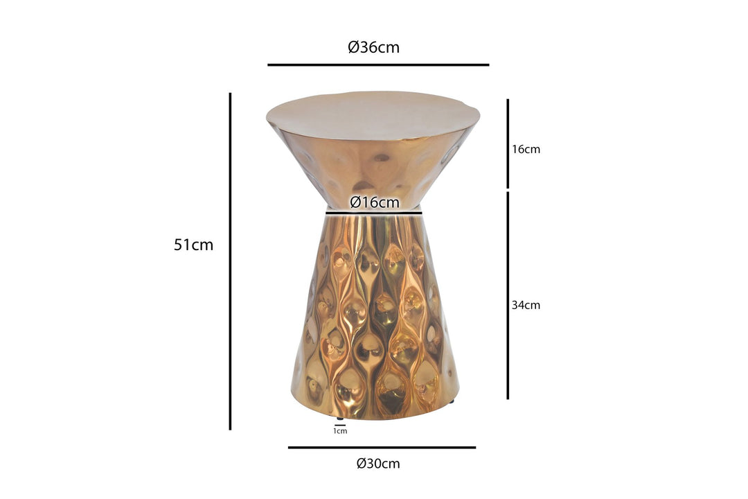 Rundt sidebord i aluminium - Ø36 cm - Guld - Håndlavet