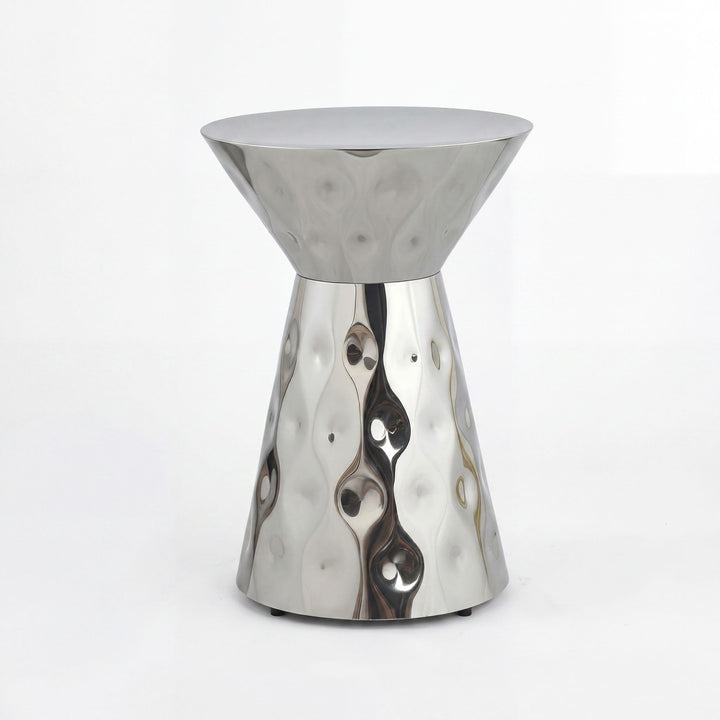 Rundt sidebord i aluminium - Ø36 cm - Sølv - Håndlavet