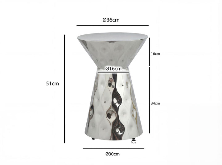 Rundt sidebord i aluminium - Ø36 cm - Sølv - Håndlavet