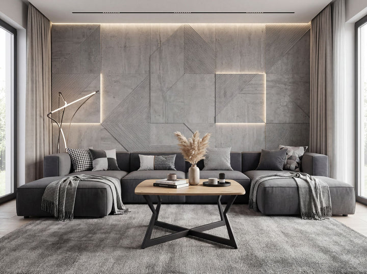 Kvadratisk sofabord i egetræslook - 75 x 75 cm - Sort metalstel