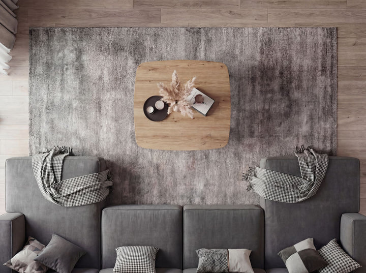 Kvadratisk sofabord i egetræslook - 75 x 75 cm - Sort metalstel