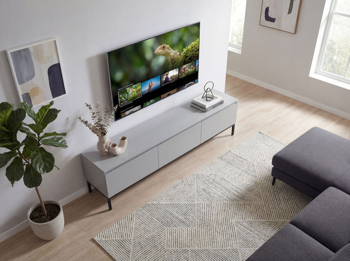 TV-bord i grå med 3 skuffer - 150 cm - Grebsfrit design