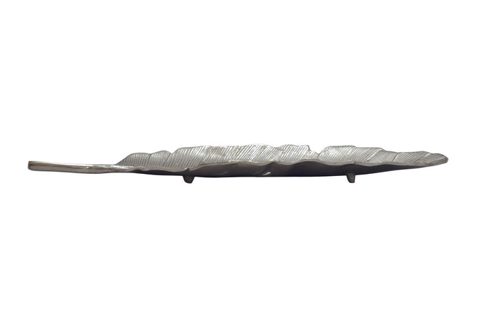 Dekorationsskål i aluminium - Bladdesign - 60 cm - Sølv - Håndlavet