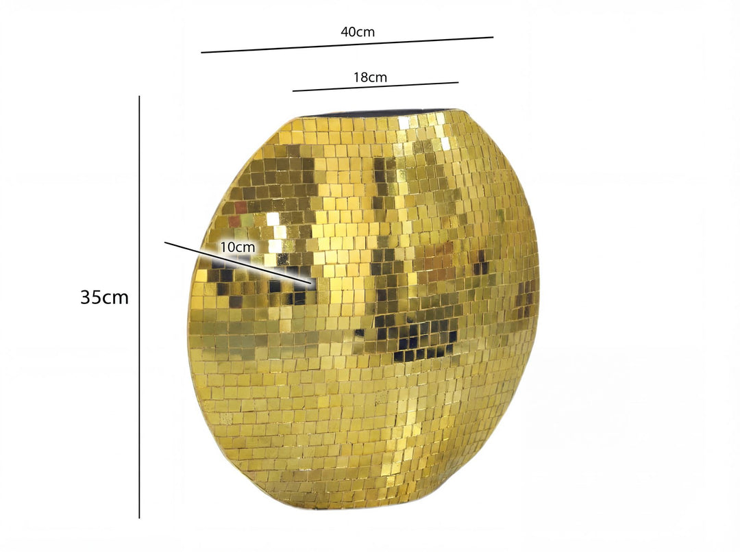 Dekorativ vase i metal - 40 cm - Guld - Håndlavet