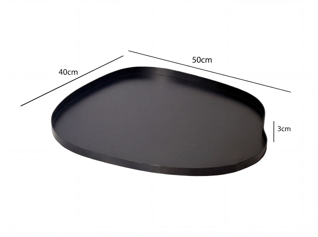 Dekorationsbakke i metal - 50 cm - Sort - Håndlavet