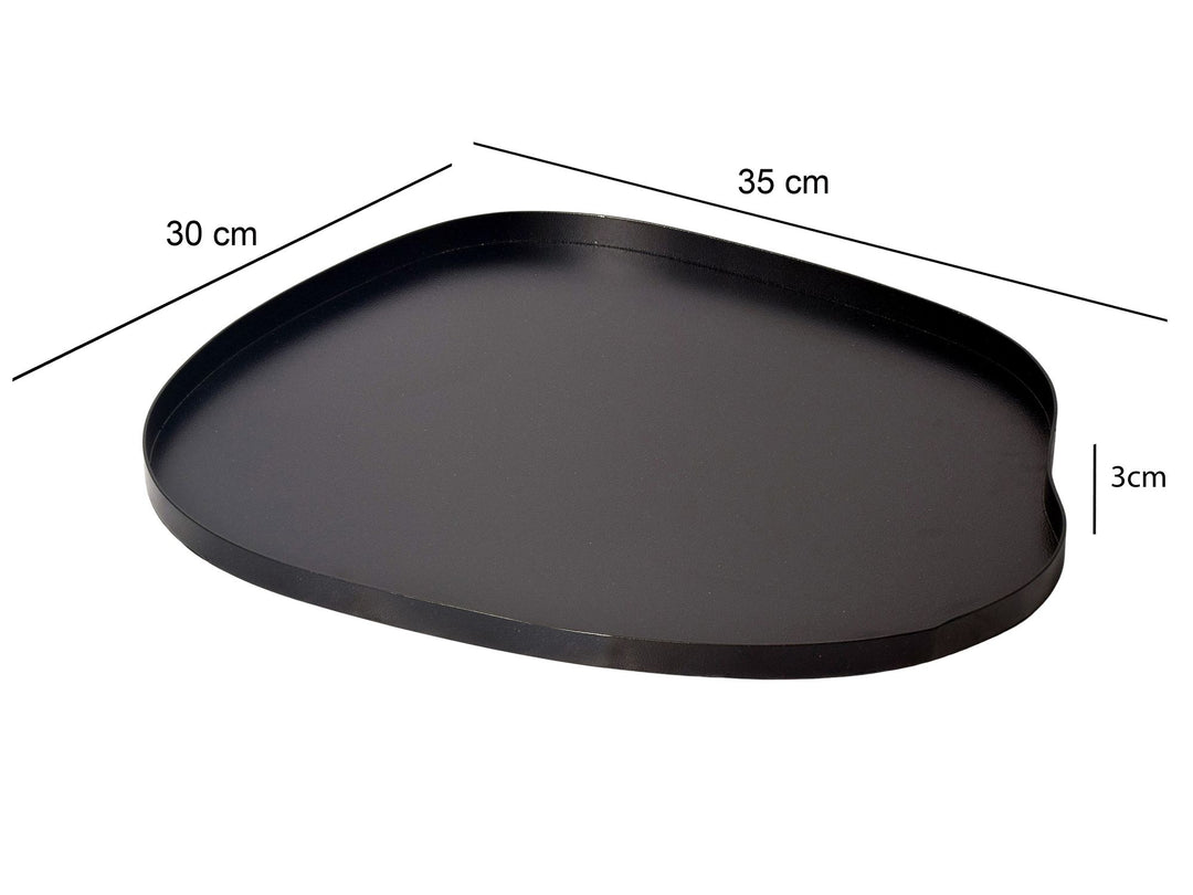 Dekorationsbakke i metal - 35 cm - Sort - Håndlavet