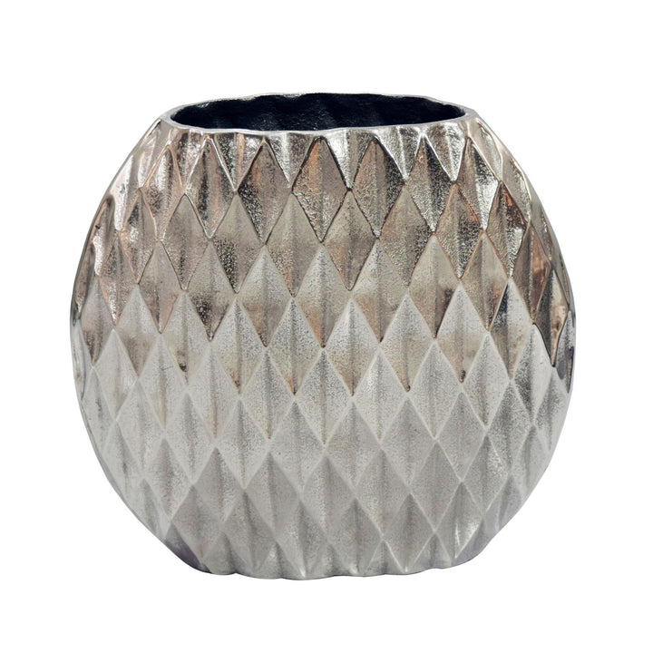 Dekorativ vase i aluminium - 33,5 cm - Sølv - Håndlavet