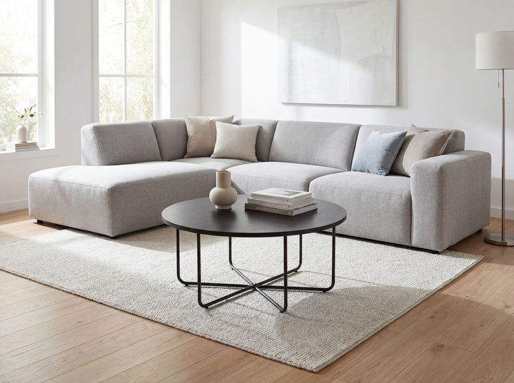 Rundt sofabord - Ø80 cm - Sort - Metalstel