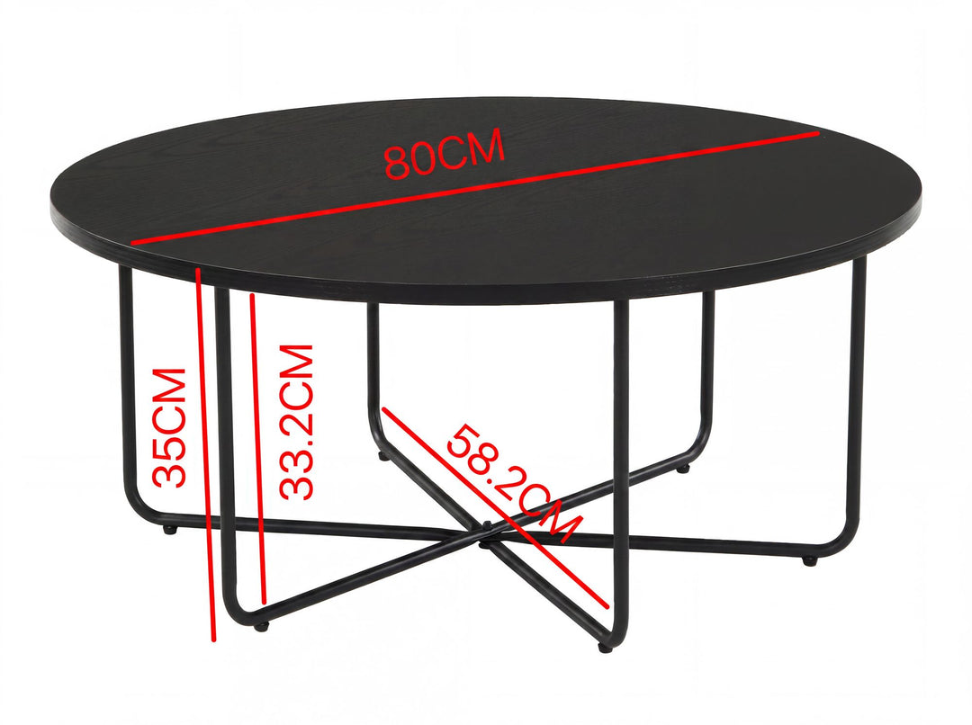 Rundt sofabord - Ø80 cm - Sort - Metalstel