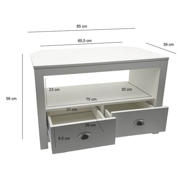 Lowboard TV-møbel hvid 85 cm - Kompakt TV-møbel med to skuffer