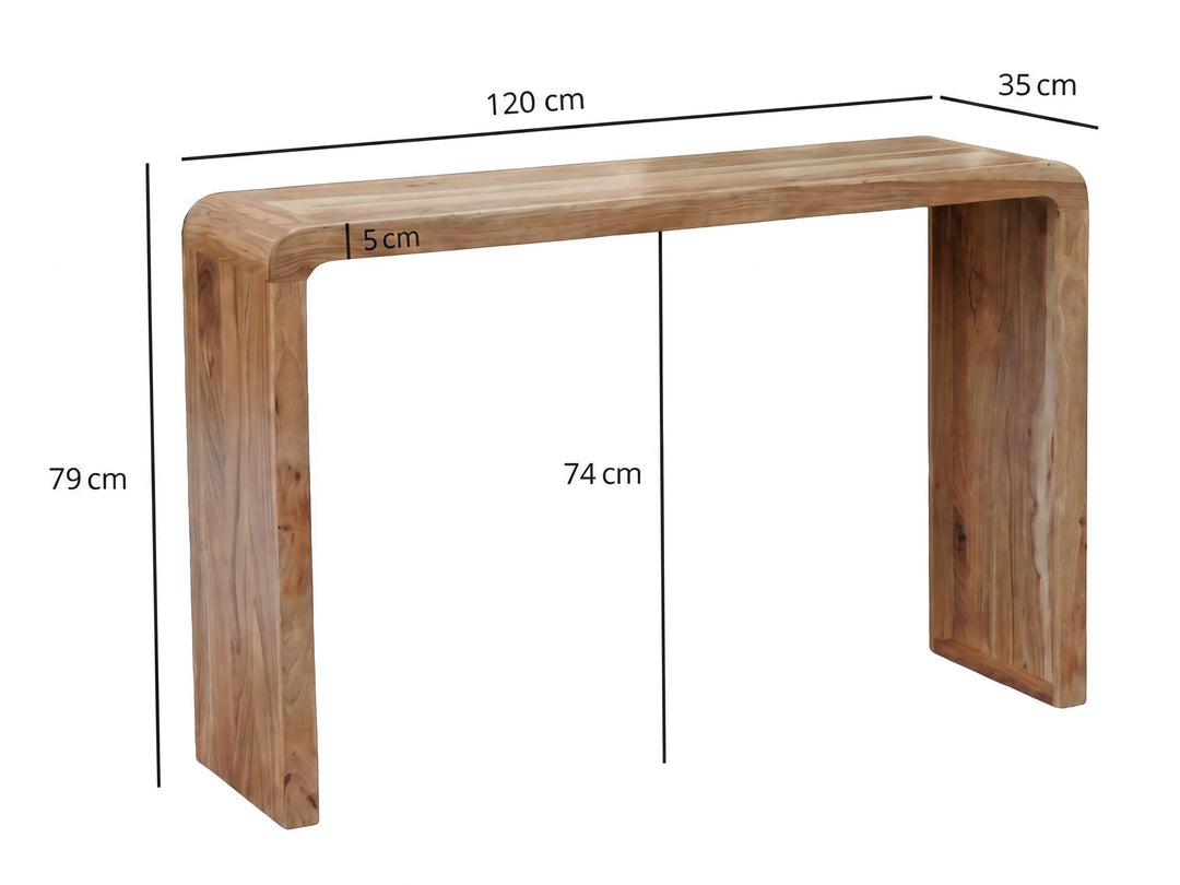 Slankt konsolbord i massivt akacietræ – 120 cm