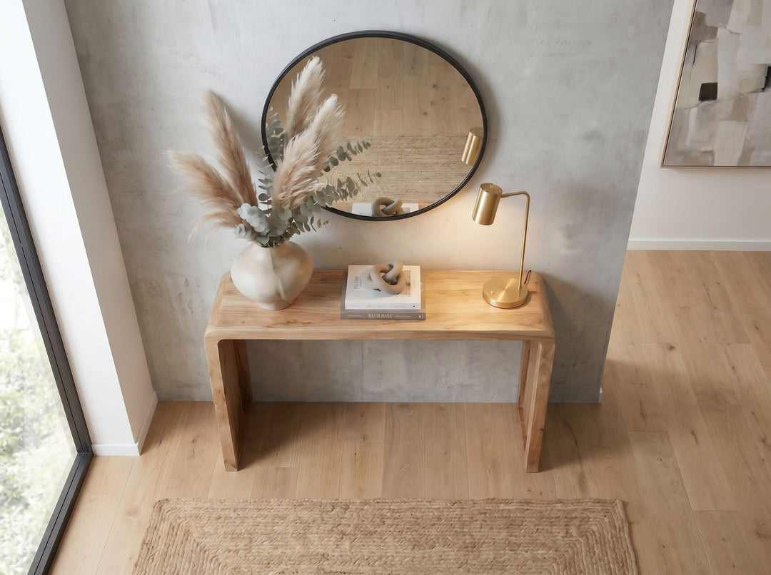 Slankt konsolbord i massivt akacietræ – 120 cm