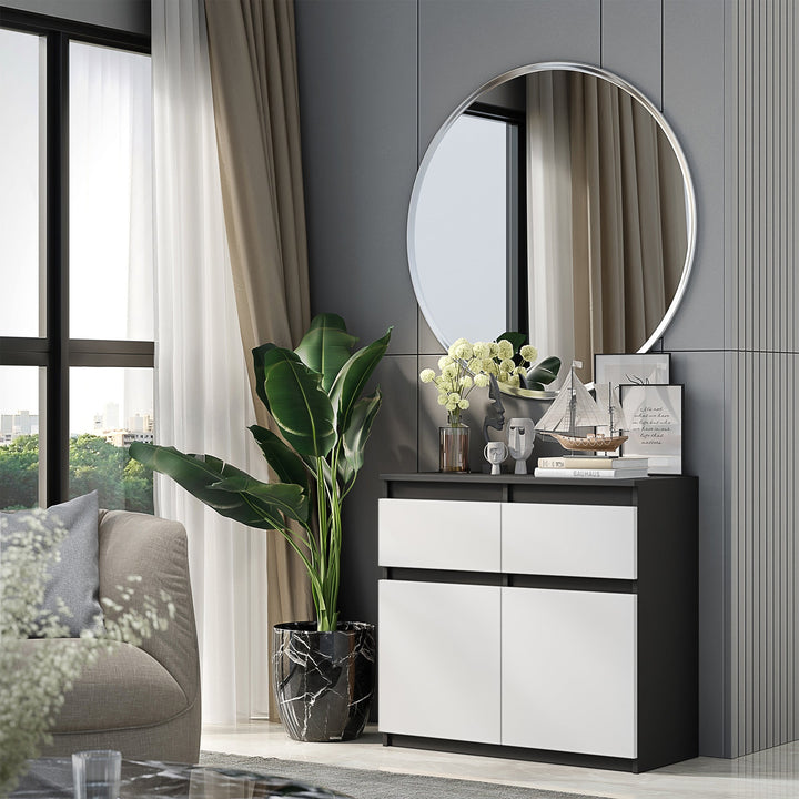 NOAH - Kommode med 2 skuffer - antracit-grå / mat hvid H75cm B80cm D35cm