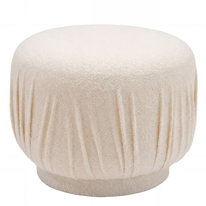 Puf i stof - Ø50 cm - Creme - Håndlavet