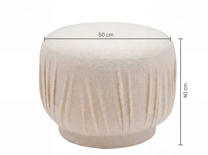 Puf i stof - Ø50 cm - Creme - Håndlavet