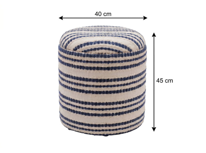 Puf med opbevaring i bomuld - Ø40 cm - Beige - Håndlavet