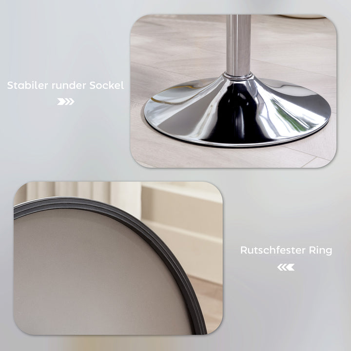 Barstol, polstret barstol med metalstel, corduroy look, højdejusterbar 360° drejelig hvid