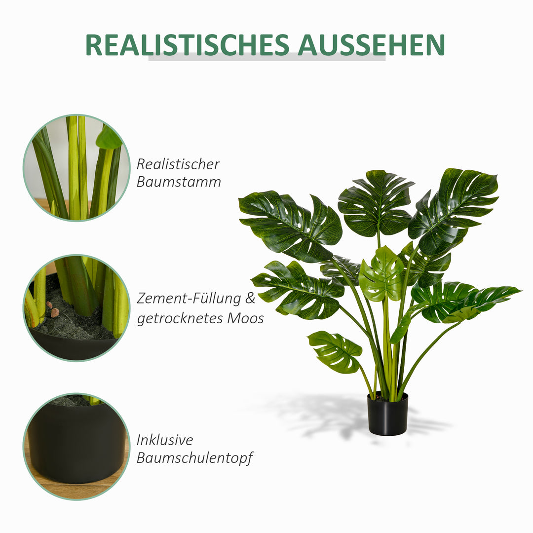 Kunstige planter 110 cm kunstig monstera kunstige planter i potte kunstigt træ stueplante dekorativ plante kontorplante plastikpotte til indendørs og udendørs