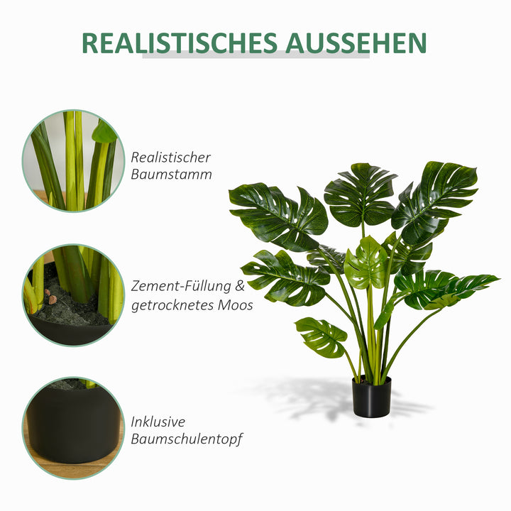 Kunstige planter 110 cm kunstig monstera kunstige planter i potte kunstigt træ stueplante dekorativ plante kontorplante plastikpotte til indendørs og udendørs