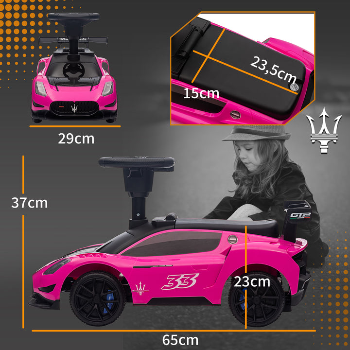 Køretøj, køretøj med licens, interaktivt horn og musikknapper, plast og stål, pink, 65 x 29 x 37 cm