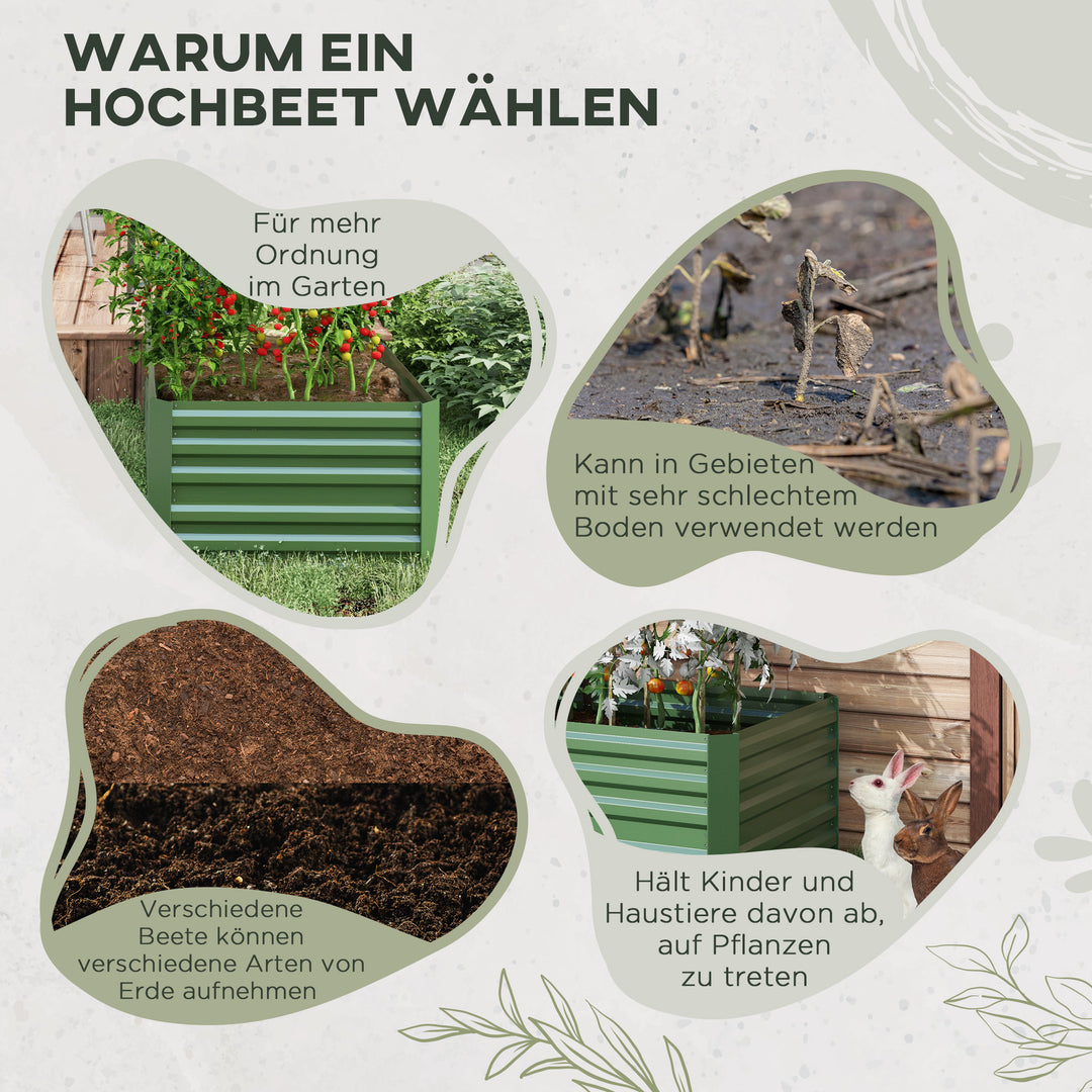 Plantepotte, praktisk blomsterbed til plantning, højbed, stål, grøn