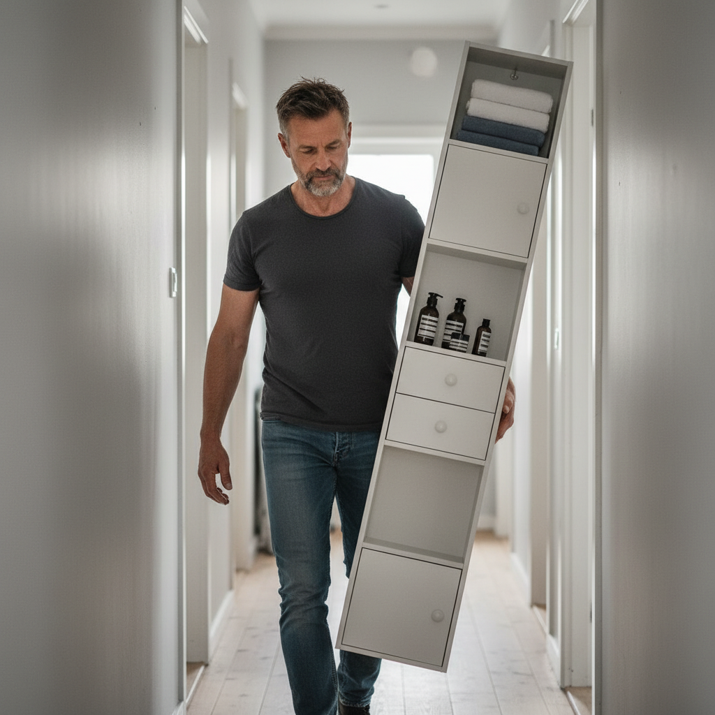 Højskab / badeværelsesreol, 33 x 24 x 188 cm, hvid