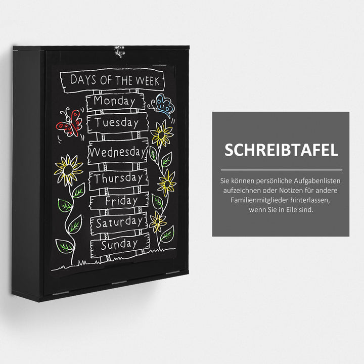 Vægklapbord, inklusive skrivebræt, 60 cm x 94,5 cm x 147 cm, sort