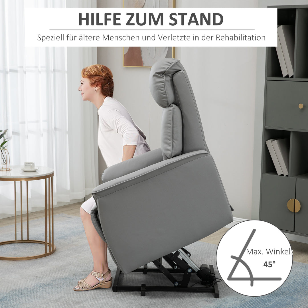 Lænestol tv-stol med kabelfjernbetjening og sidelomme, 80 x 94 x 104 cm, grå