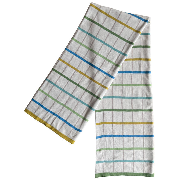 Mina Blue Jacquard slumretæppe – Blødt børstet bomuld, 130x170 cm