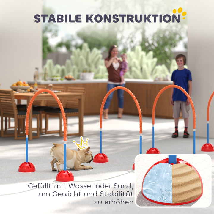 4-Delt agilitytræningsudstyr til hunde med 4 justerbare døre og bæretaske til haven, blå