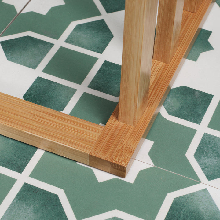 Håndklædestativ i bambus. 3-delt design, 3 håndklædestænger, 48 cm x 25,8 cm x 94 cm, naturfarvet + hvid