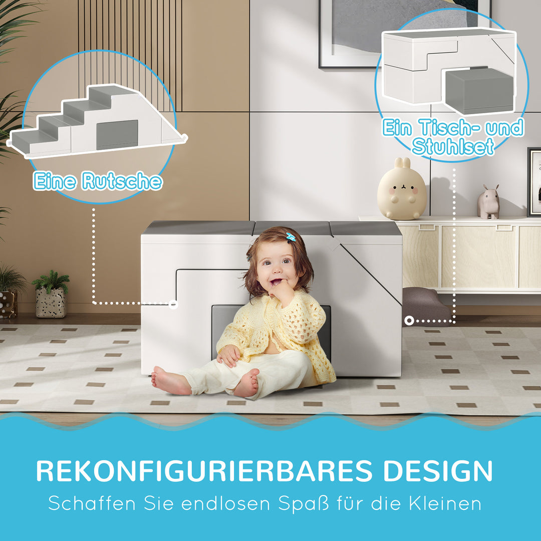 Klatre- og glidelegetøj til børn, fremmer motoriske færdigheder, kunstlæder, epe-skum, 86 x 49 x 47 cm, grå