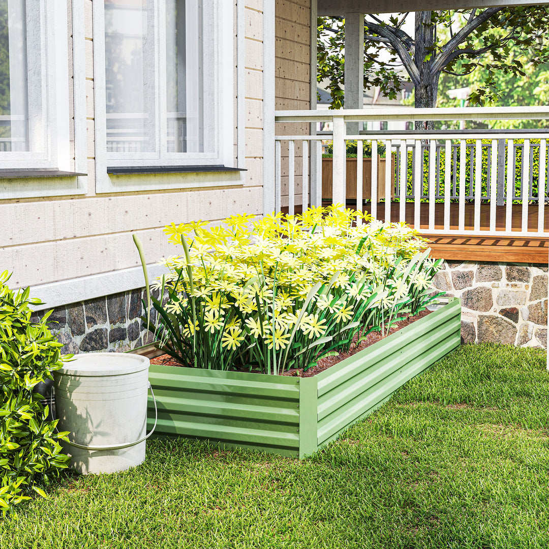 Højbed i stål, åben bund, nem montering, 241l x 90,5b x 30h cm, grøn