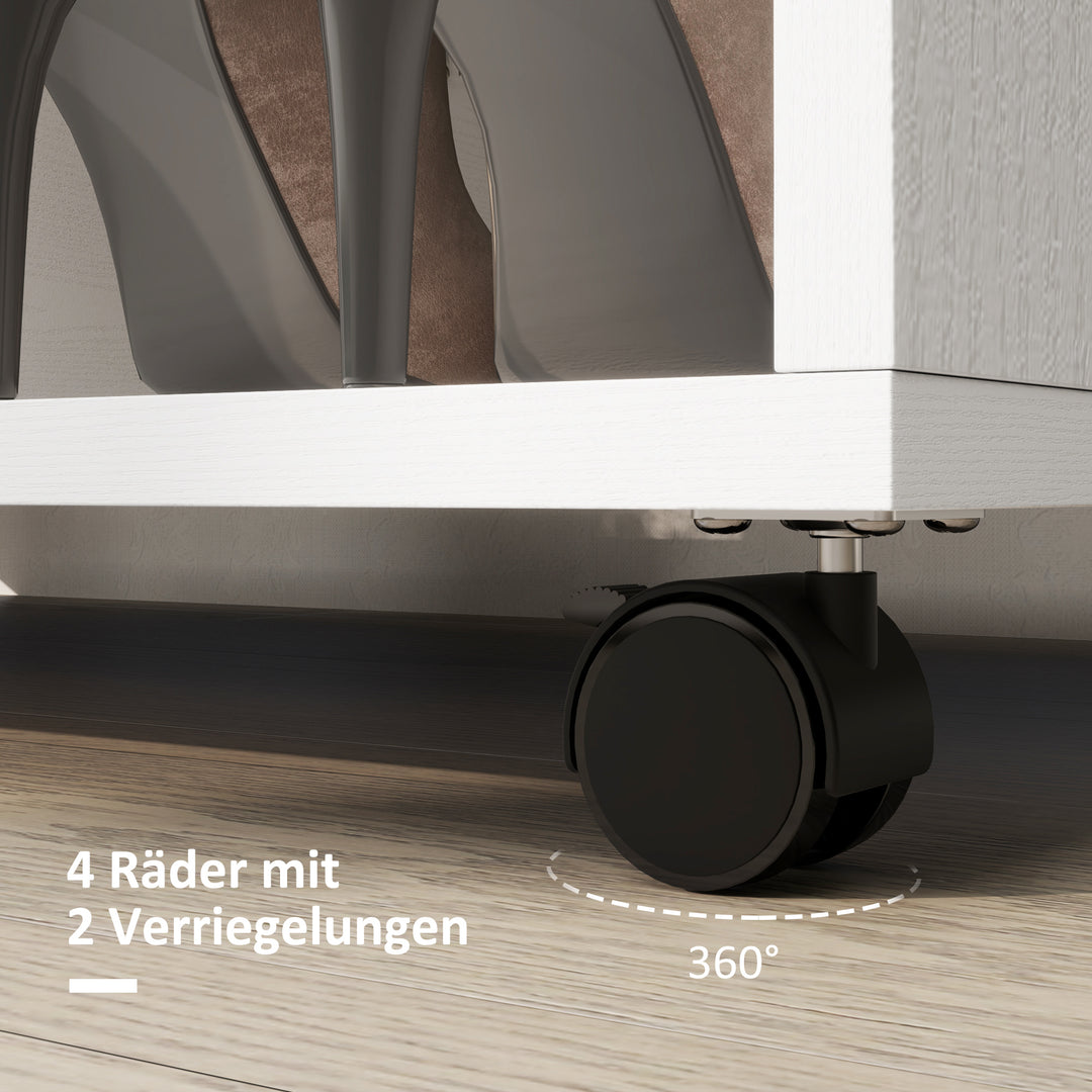 Garderobe på hjul, mobil garderobe, garderobeskab, rullende tøjstativ, 80 x 40 x 128 cm, hvid