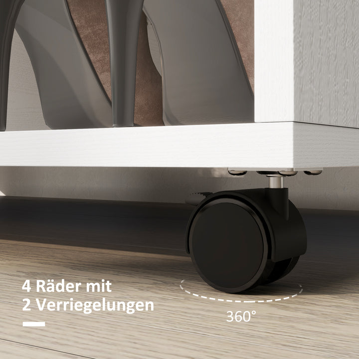 Garderobe på hjul, mobil garderobe, garderobeskab, rullende tøjstativ, 80 x 40 x 128 cm, hvid