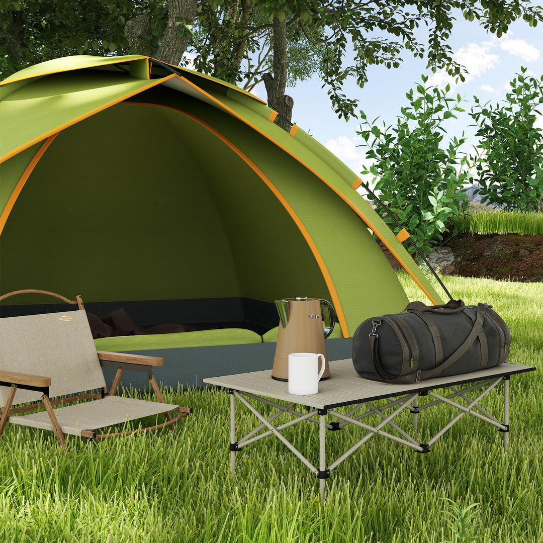 Campingbord klapbord med oprullbar bordplade havebord af aluminium 2 personer 95 x 55cm khaki