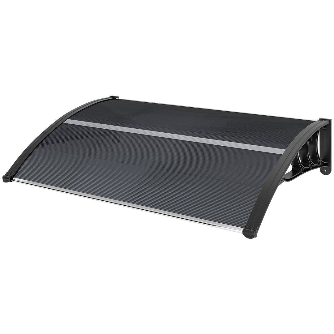 Baldakin, hoveddørsbaldakin, tag til indgange og vinduer, 100L x 75B x 23H cm, sort
