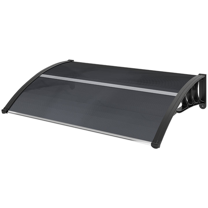 Baldakin, hoveddørsbaldakin, tag til indgange og vinduer, 100L x 75B x 23H cm, sort