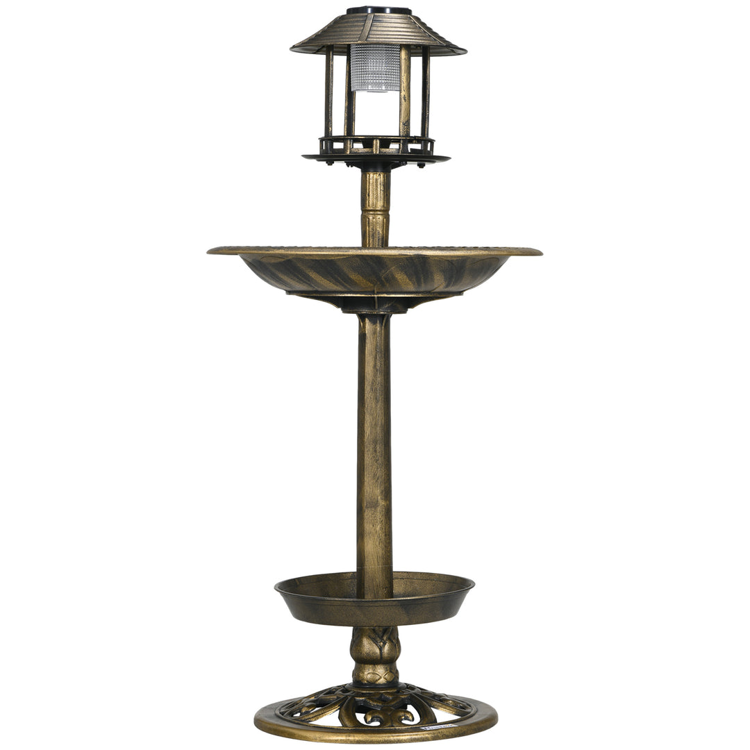 Fuglebad/fuglehus/foderbakke, vejrbestandig, 2 bakker, vintage design, 50 x 50 x 110 cm, bronzefarvet