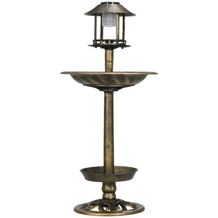 Fuglebad/fuglehus/foderbakke, vejrbestandig, 2 bakker, vintage design, 50 x 50 x 110 cm, bronzefarvet