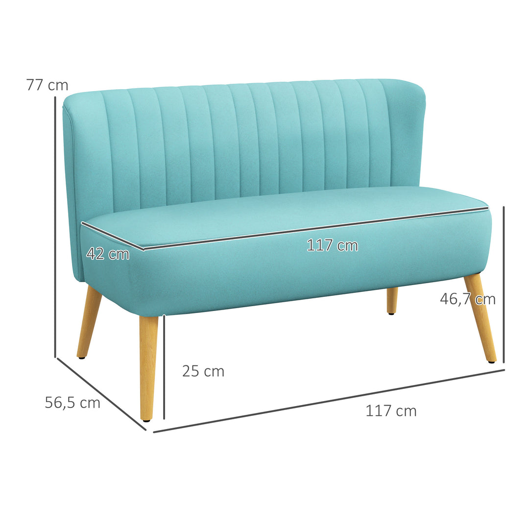 Sofa retro design 2-personers sofa, træben, 117 cm x 56,5 cm x 77 cm, grøn