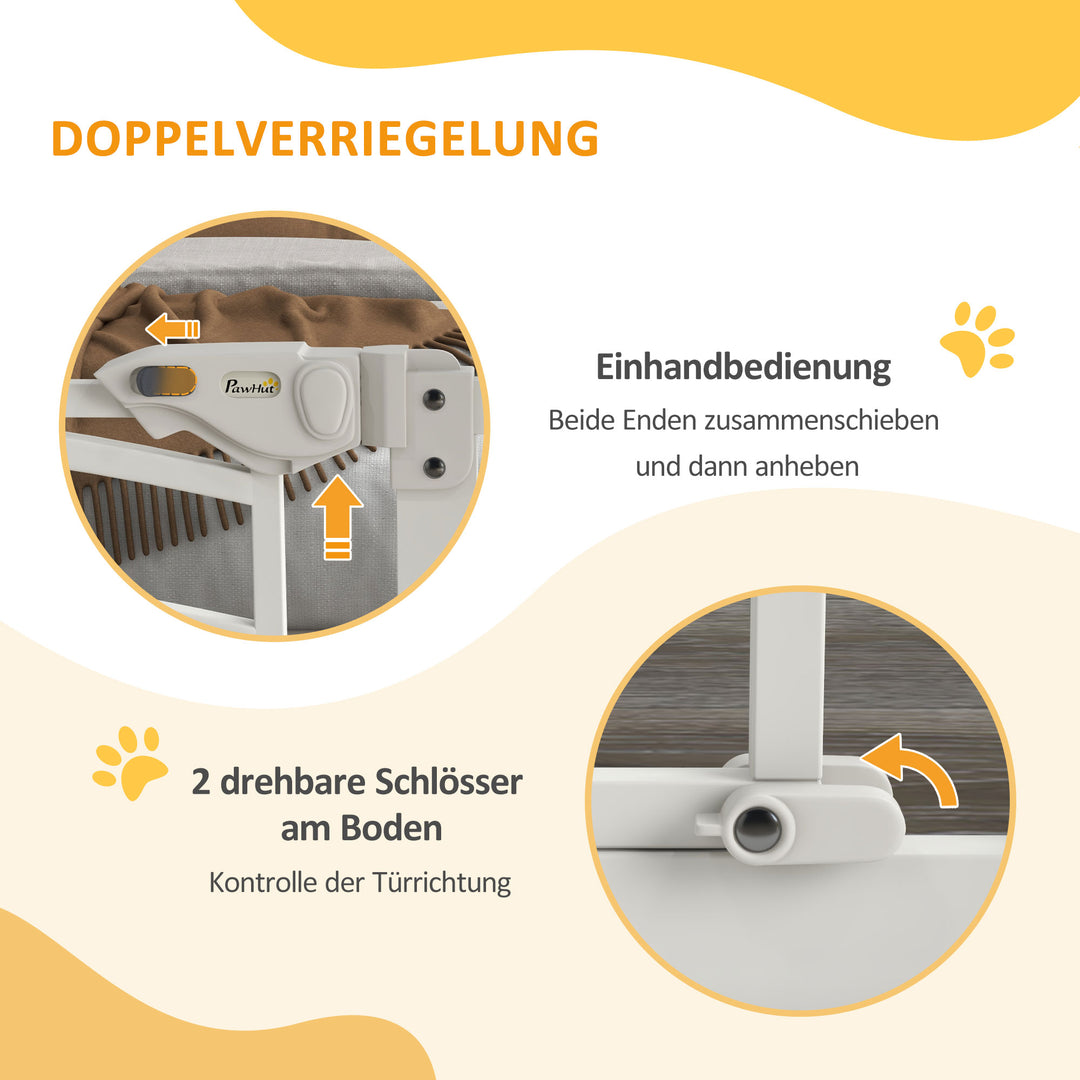 Trappegitter hundegitter, automatisk lukning, enhåndsbetjening, 100 cm x 4 cm x 76 cm, hvid