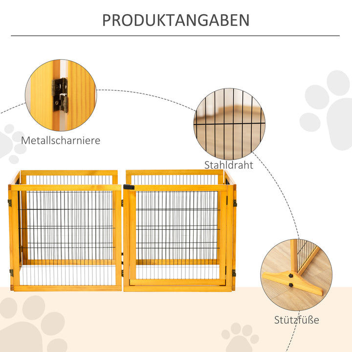 Foldbar hundegitter, 432 x 36 x 70 cm, fyrretræ, gul